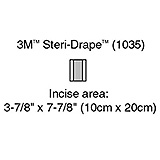 3M STERI-DRAPE Incise Drape, Overall 5 7/8" x 7 7/8", Incise 3 7/8" x 7 7/8", 10/box, 4 box/case. MFID: 1035