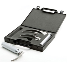 ADC Fiber Optic Laryngoscope MacIntosh Set with 4 blades, 2 handles, and Case. MFID: 4079F
