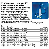 BD VACUTAINER Safety-Lok Blood Collection Set, 21 G x &#190;", 12" Tube, Luer, 50/box, 4 box/case. MFID: 367281