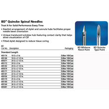 BD QUINCKE Spinal Needle, 20 G x 3&#189;", Yellow, 25/box, 4 box/case. MFID: 405182