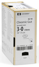 Covidien Chromic Gut Suture, Taper Point, Size 1, 30", Needle GS-24, &#189; Circle. MFID: CG803