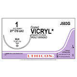 ETHICON Suture, Coated VICRYL, Taper Point, XLH, 27", Size 1. MFID: J583G