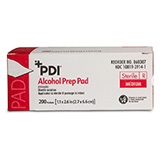 PDI Alcohol Prep Pads, Medium, Sterile, 1.1" x 2.6", 200/bx, 20 bx/cs. MFID: B60307