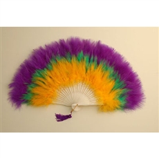 Marabou Fan - Rainbow Mardi Gras Colors