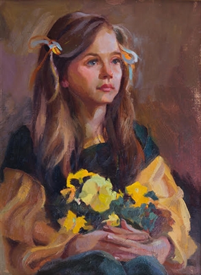 "Bouquet of Pansies", Figurative Oil Painting by C.M. Cooper