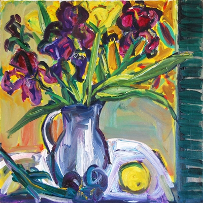 "Iris II", Zolita Sverdlove (1936-2009) Contemporary Still Life Oil Painting