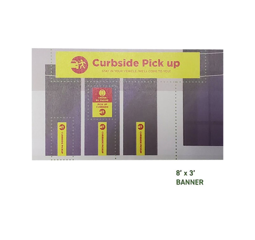 36 x 96 inch banner "Curbside pickup" (red/yellow)