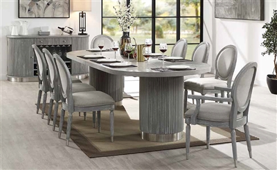 Adalynn 7 Piece Dining Room Set in Gray Fabric & Weathered Gray Oak Finish by Acme - DN02124