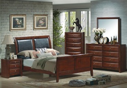Emily Bycast Headboard Sleigh Bed 6 Piece Bedroom Suite in Espresso Finish by Crown Mark - B4210
