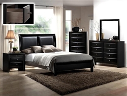 Emily Bycast Headboard Platform Bed 6 Piece Bedroom Suite in Black Finish by Crown Mark - B4280