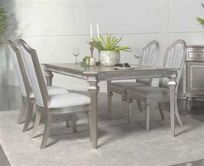 Evangeline Rectangular Table 5 Piece Dining Set in Silver Finish by Coaster - 107551-5