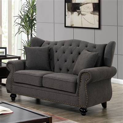 Ewloe Love Seat in Dark Gray by Furniture of America - FOA-CM6572DG-LV