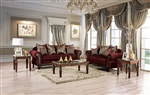 Letizia 2 Piece Sofa Set in Wine/Walnut by Furniture of America - FOA-SM7757