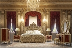 Royal Luxury 6 Piece Bedroom Set in Antique Gold & Burl Finish by Homey Design - HD-961
