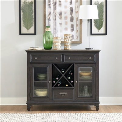 Allyson Park Buffet in Wirebrushed Black Forest Finish with Ember Gray Tops by Liberty Furniture - 417B-CB5444