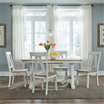 Lindsey Farm 5 Piece Trestle Table Set in Weathered White and Sandstone Finish by Liberty Furniture - 62WH-CD-5TRS