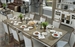 Americana Modern Trestle Table 7 Piece Dining Set in Cotton and Oak Finish by Parker House - DAME-88TRES-2-COT-7U