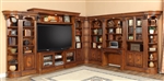Huntington 11 Piece Entertainment Library Wall in Antique Vintage Pecan Finish by Parker House - HUN-TV-11