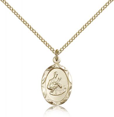 Gold Filled St. Gerard Pendant, Gold Filled Lite Curb Chain, 3/4" x 3/8"