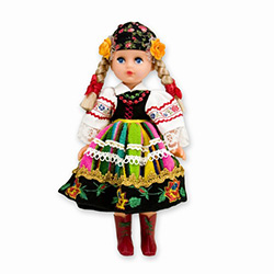 This doll, dressed in a handmade traditional Lowicz outfit, wonderfully crafted and fun to collect. Hand made outfits so they will vary from doll to doll.