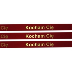 'Kocham Cie' Ribbon: Red with Metallic Gold