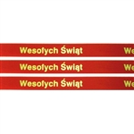 'Wesolych Swiat' Ribbon: Red with Metallic Gold