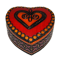 This beautiful handmade red heart wooden box is made of seasoned Linden wood, from the Tatra Mountain region of Poland.  The skilled artisans of this region employ centuries old traditions and meticulous handcraftmanship to create a finished product of un