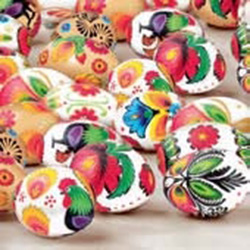 Polish Folk Art Dinner Napkins (package of 20) - "Lowiczanki Pisanki" - Folk Easter Eggs.  Three ply napkins with water based paints used in the printing process.