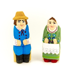 Hand carved and painted, our little couple is dressed in Rzeszow costume from southern Poland.