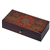 This box features a brightly colored floral design accented with metal inlay and set against a carved, burned texture background. Box has a locking mechanism and comes with a key. Handmade in the Tatra Mountain region of Poland.