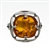Gorgeous .5" square amber cabochon is an artistic sterling silver frame.