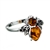 Silver and Amber honeybee resting on a sterling silver band.  Honeybee is approx .5" x .6".