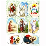 Set of 8 Religious Easter stickers. Sheet size is 6.25" x 4.5"