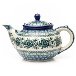 Polish Pottery 40 oz. Teapot. Hand made in Poland. Pattern U942 designed by Ewa Tubaj.