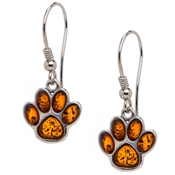 Sterling silver and amber paws. Size approx 1.25" x .5".