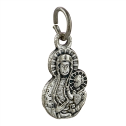 Our Lady Of Czestochowa miniature medal.  Size is approx .75" x .4". Made In Italy,