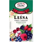 Another delightful and all-natural Polish tea. Contains hibiscus flowers 46%, chokeberry fruit 26%, rosehip fruit 5.6%, raspberry fruit 4%,  elderberry fruit, black currant fruit, hawthorn fruit 5%), blackberry leaf 2.4%, flavors, blueberry fruit 1%, liqu