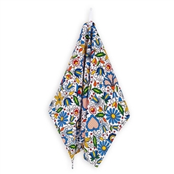 Nice souvenir from Poland. 100% cotton.  Colorful print on one side and has a loop for hanging. You can clean up the kitchen, living room or dining room with our kitchen cloth. The cloth will sweep over the countertops and tables, and even in the garden