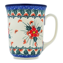 Polish Pottery 16 oz. Bistro Mug. Hand made in Poland. Pattern U5007 designed by Maria Starzyk.