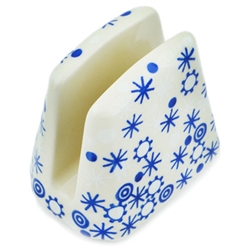 Polish Pottery 4" Napkin Holder. Hand made in Poland and artist initialed.
