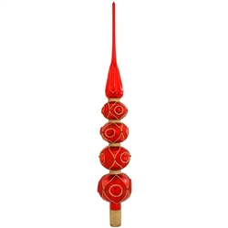 You can't top this elegant tree decoration! Artfully crafted of glass in the Czech Republic, this radiant red tree topper features 4 ornate balls of decreasing sizes capped with a shapely spire. Indented with eye-catching reflectors, this 19" topper is