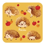This cork backed coaster features the Polish Jezyki (Hedgehogs). Coated with plastic for long wear and easy cleanup.