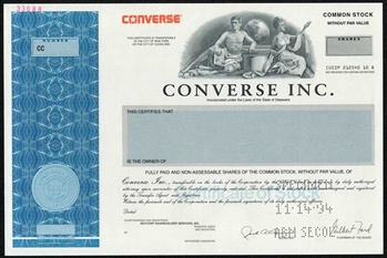 Converse, Inc. Specimen Stock Certificate