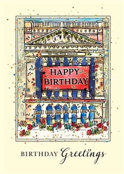 Birthday Banner at the New York Stock Exchange Card - Greeting Card
