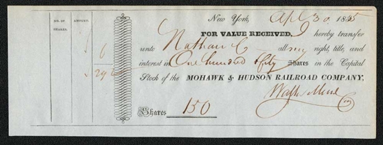 1830s Mohawk & Hudson Railroad - First RR Listed on NYSE