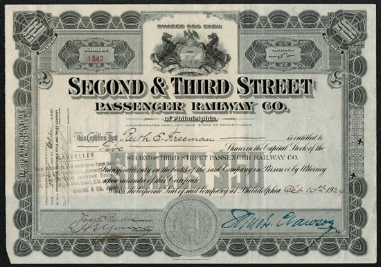 Second & Third Street Passenger Railway Co of Philadelphia - 1920s