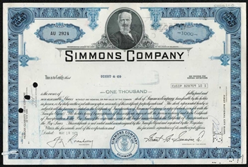 Simmons Company (Mattress) Stock Certificate