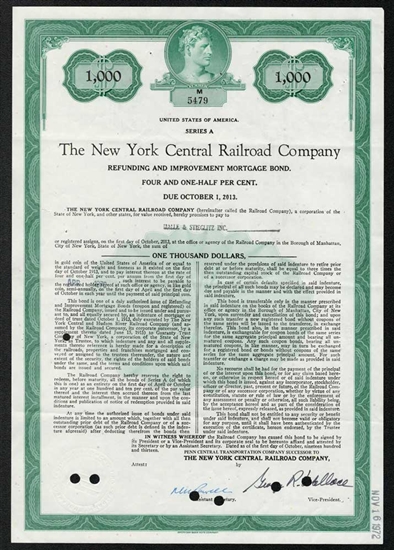 New York Central Railroad Company Bond