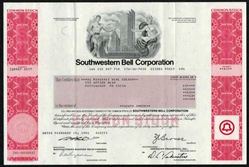 Southwestern Bell Corp. Stock Certificate