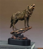 12" Howling Wolf Statue - Bronzed Sculpture